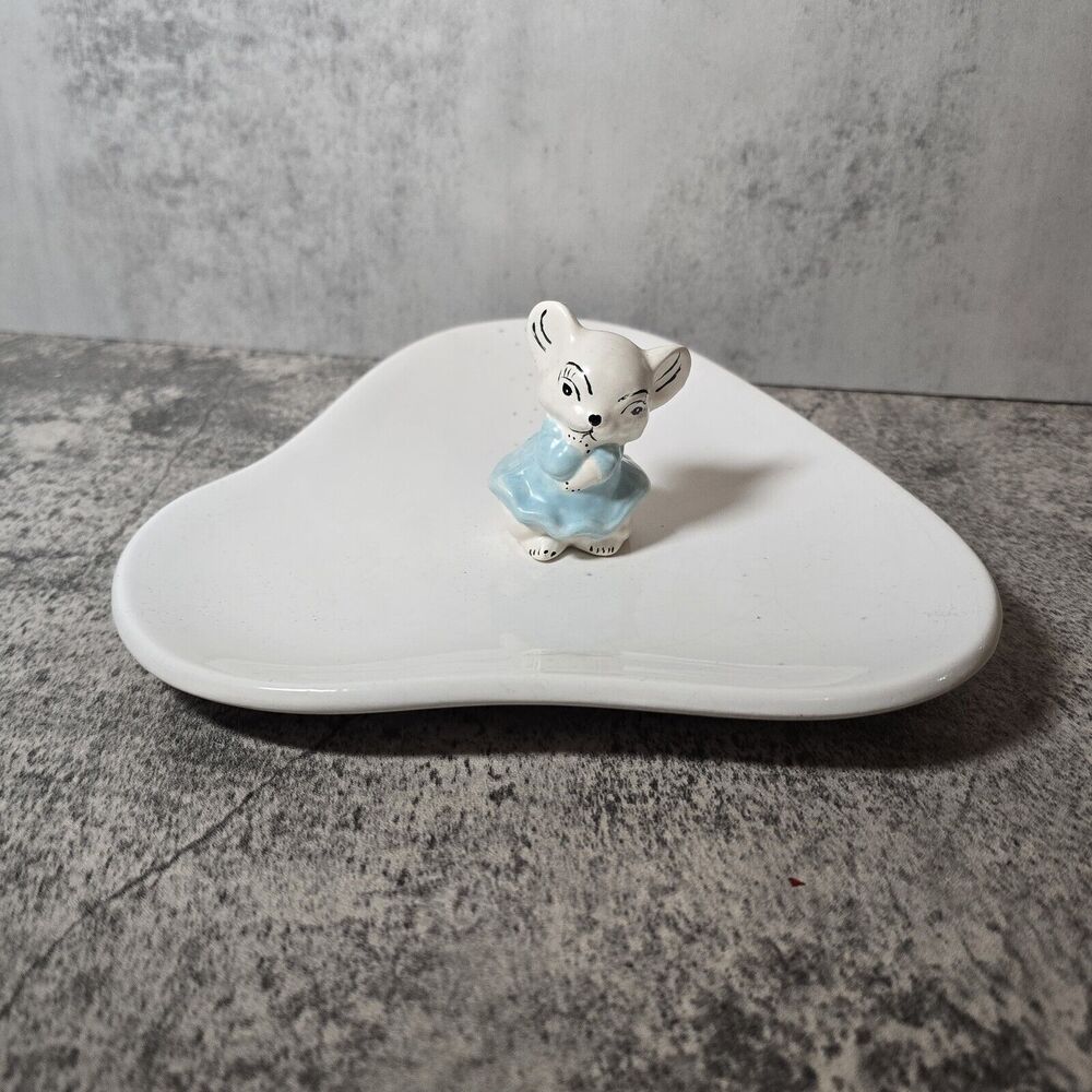 Vintage Mouse Cheese Plate Ceramic Platter Serving Tray Charcuterie Board MCM